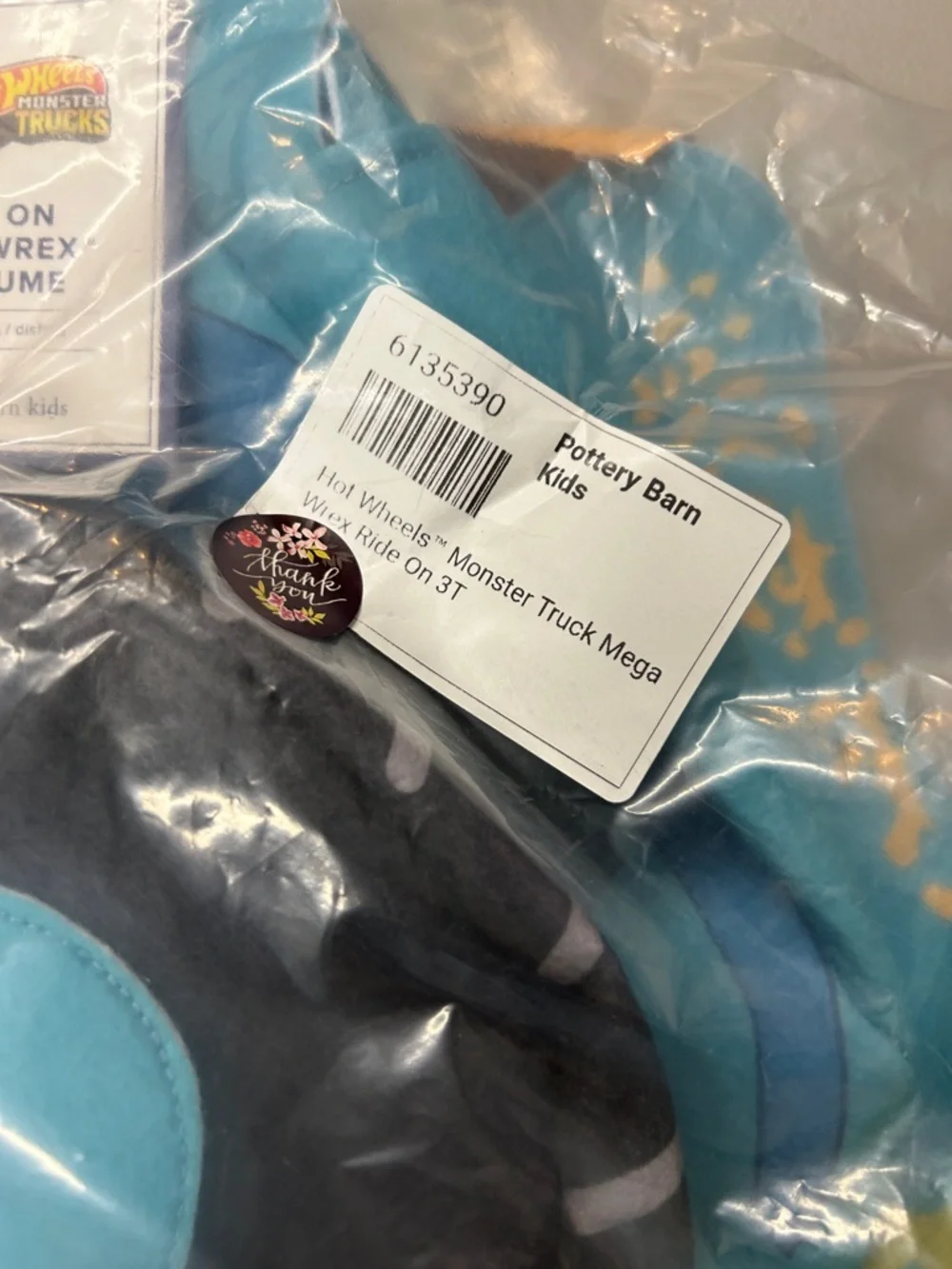 Pottery Barn x Hot Wheels Monster Trucks Mega Wrex Ride-On Toddler Costume NWT